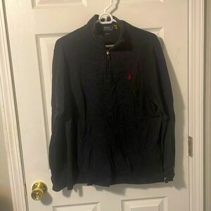 Polo Ralph Lauren quarter zip, charcoal, gray, medium, maroon horse
